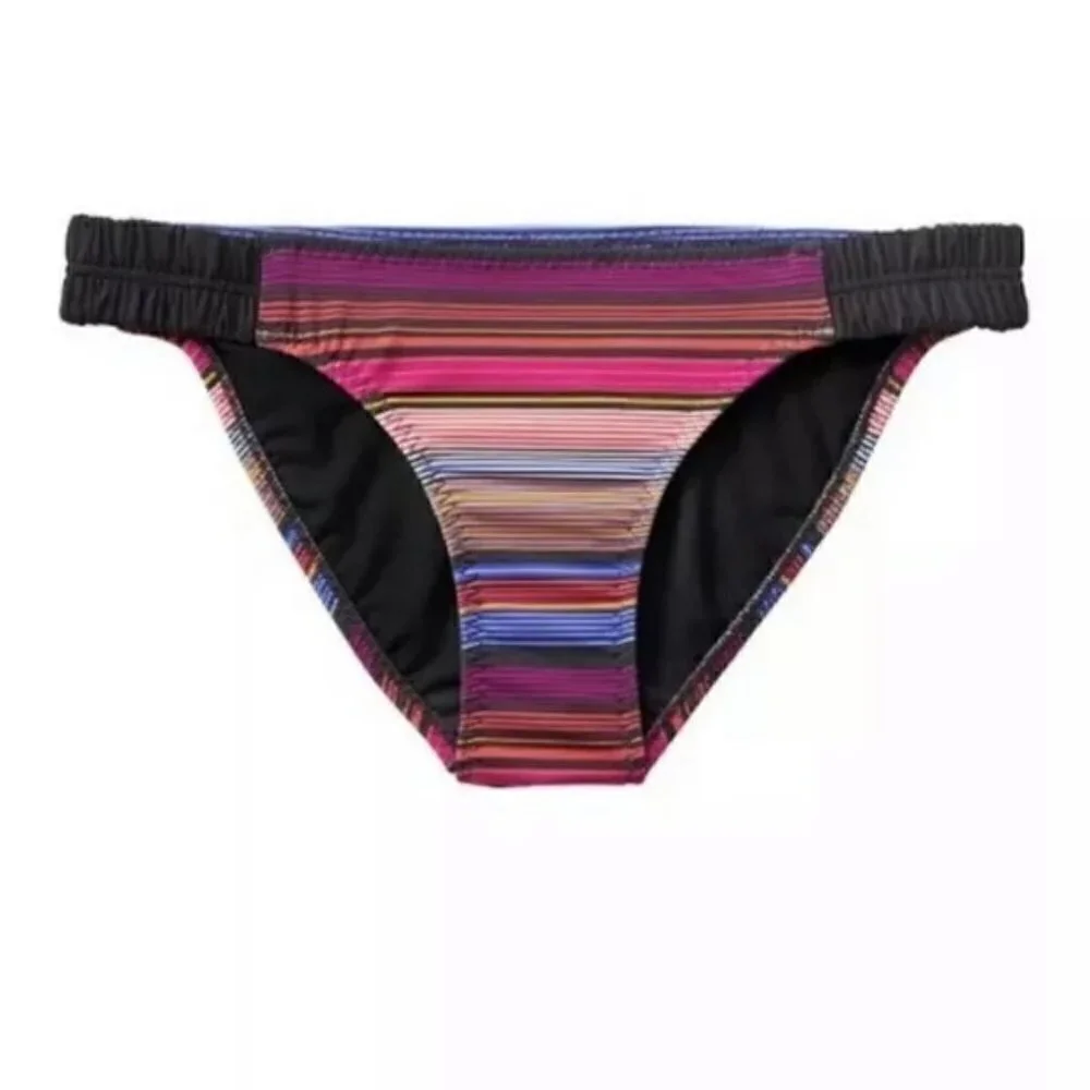 Athleta Capri Stripe Side Smocked Bikini Bottom XS NEW!